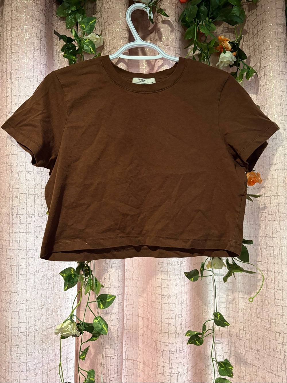 Cotton On Brown Cropped Crew Tee